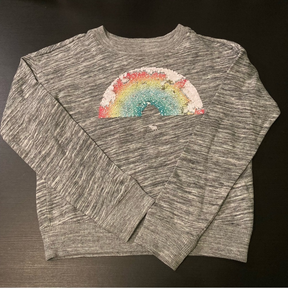 Abercrombie Kids Gray Sequin Rainbow Sweatshirt